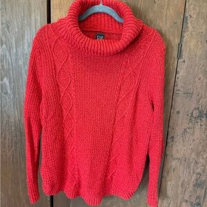 GAP Women's Vibrant Red Cowl Neck Sweater